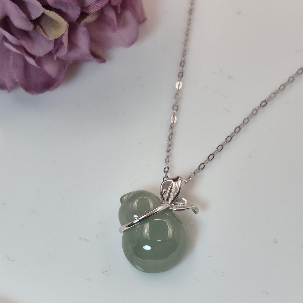 Elegant Silver and Blue Jade Pendant Necklace
